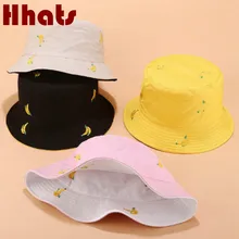 Банан Женская опракидывающая шляпа-ведро хип-хоп вышивка фрукты женская летняя шляпа уличная хлопковая рыболовная Кепка отдых Панама Боб