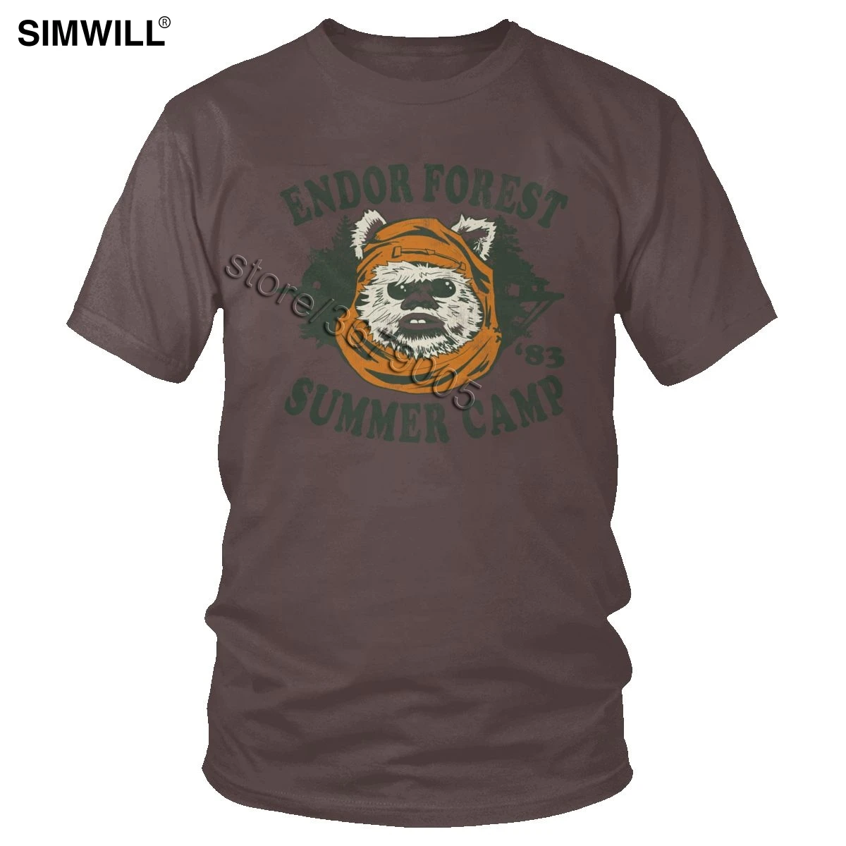 Винтажная летняя футболка в стиле Ewok, уникальная футболка с изображением эндора леса, футболка в стиле ретро с короткими рукавами, хлопковые футболки с принтом, модные топы, одежда - Цвет: Коричневый