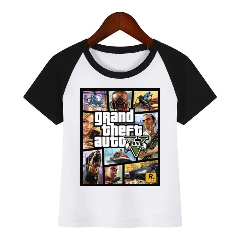 Футболка с рисунком «сделай сам» для мальчиков и девочек stan grand theft auto GTA забавная одежда для малышей Детская летняя футболка
