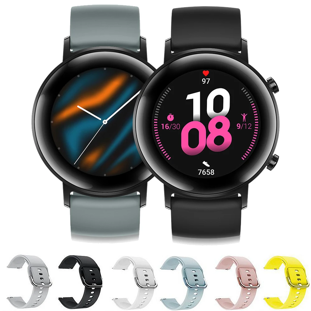 20 мм силиконовый ремешок для Samsung Galaxy Watch 42 Xiaomi amazfit gtr Huawei watch GT2 Bip|Смарт-аксессуары|
