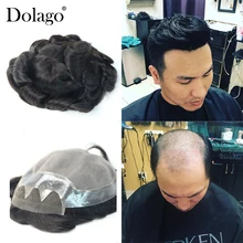 10x8 'мужской парик швейцарский кружевной с кожей парик заменяет мужские Т-системы для мужчин Toupees человеческие волосы натуральные волосы remy Dolago