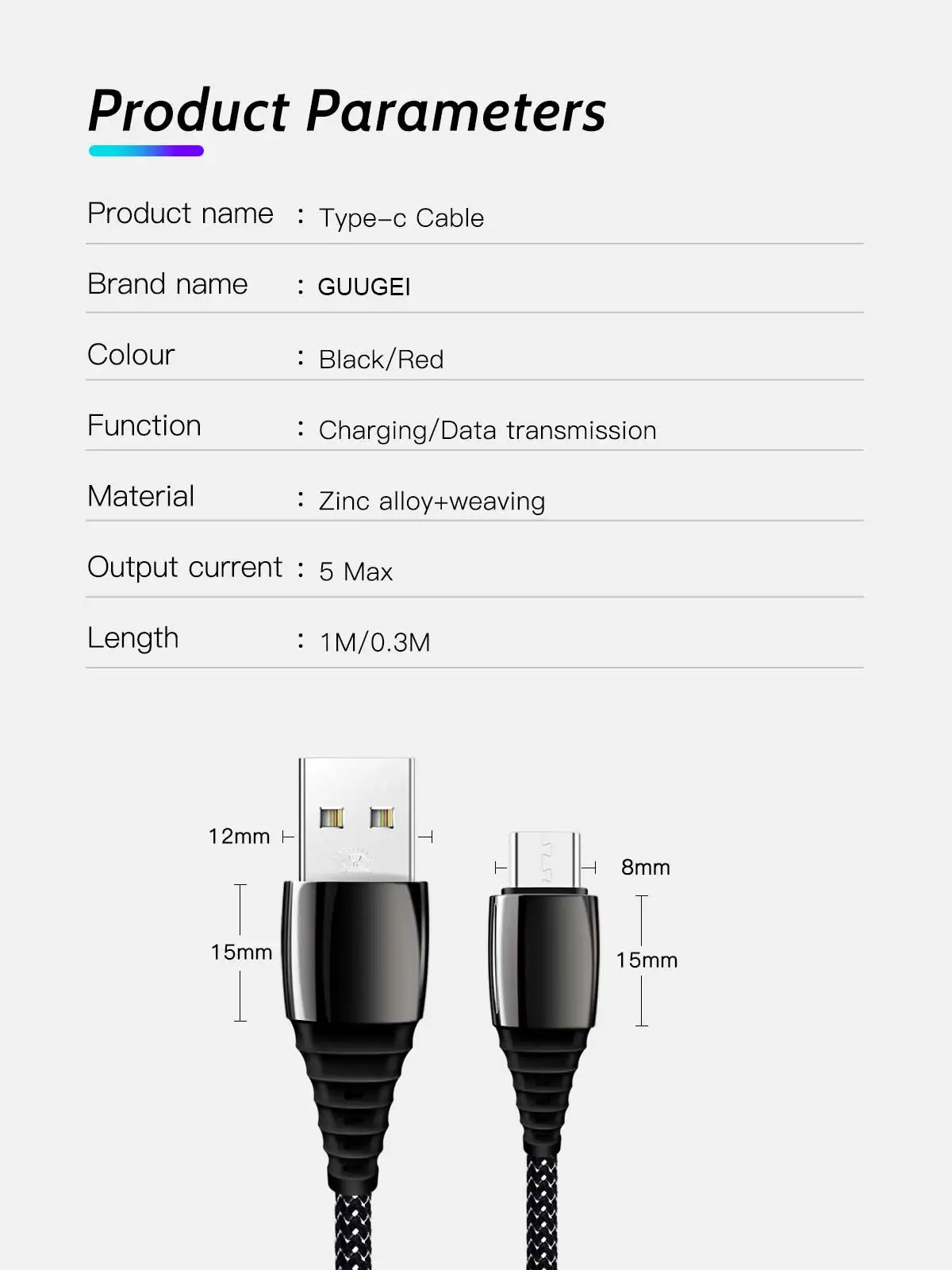 GUUGEI 5A type C USB кабель для быстрой зарядки USB C кабель для зарядки телефона из цинкового сплава с нейлоновой оплеткой type-C провод для передачи данных для смартфона