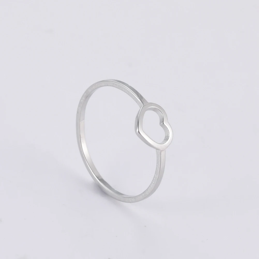 COOLTIME Edelstahl Herz Paar Ringe für Frauen Mode Stahl Farbe Finger Ringe Hochzeitstag Geschenk Schmuck – Detail 6