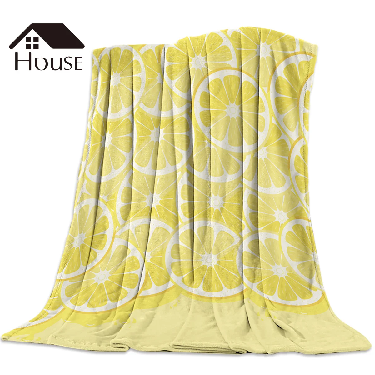 Fruit Lemon Slice Yellow Blanket Funny Printed Soft Boy Girl Baby Coral Fleece Blankets Warm Sofa Bed Sheets | Дом и сад