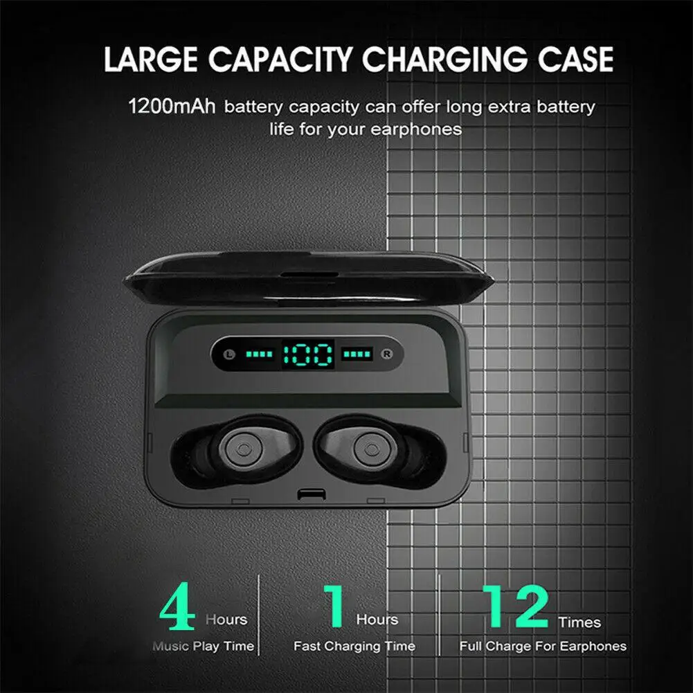 Wireless TWS Earphones Bluetooth Headsets Stereo In Ear Earbuds with Charging Box for Android iPhone Samsung Galaxy LG V40 V30