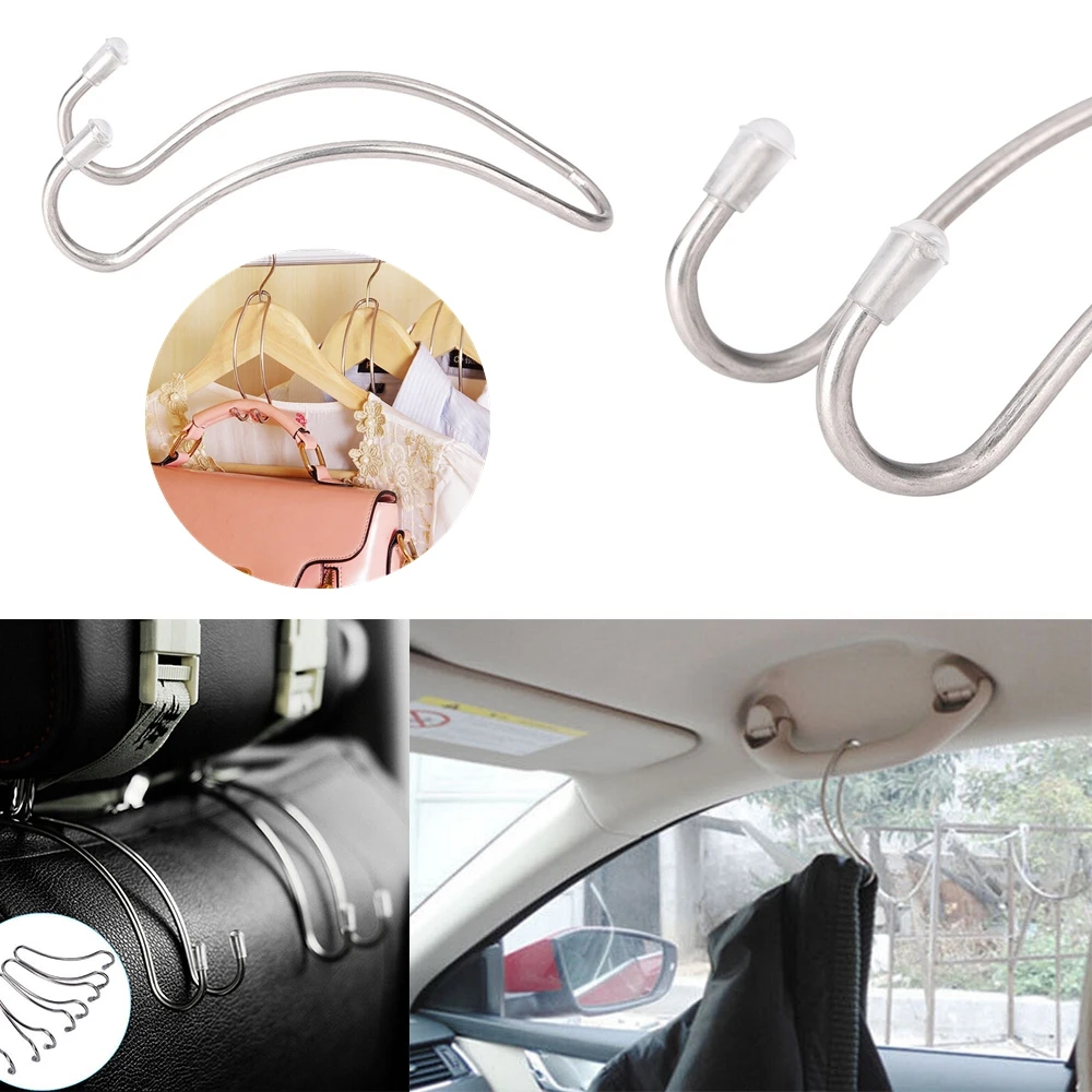 Car Accessories Universal Car Interior Seat Hook Stainless Steel Hang On 3kg Hooks Hanger Headrest Storage Clips