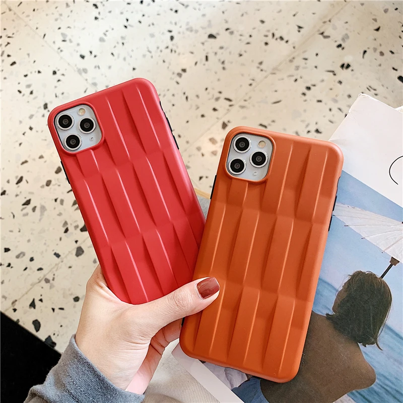 Сплошной цвет полоса Bump текстура чехол для телефона для Iphone 11 Pro Max X Xr Xs Max мягкий чехол по технологии imd для Iphone 7 8 Plus девушка задняя крышка