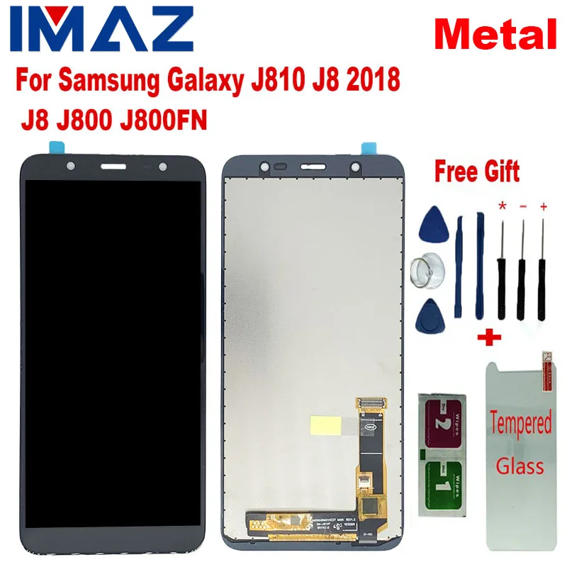 ЖК-дисплей с металлическим железным стеклом IMAZ для Samsung J8 2018 J800 J800F/FN сенсорный