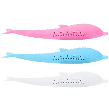 

3 Pcs Pet Cat Catnip Toothbrush Toy Bite Resistant Silicone Simulated Fish Shape Cat Teething Stick Interactive Toy