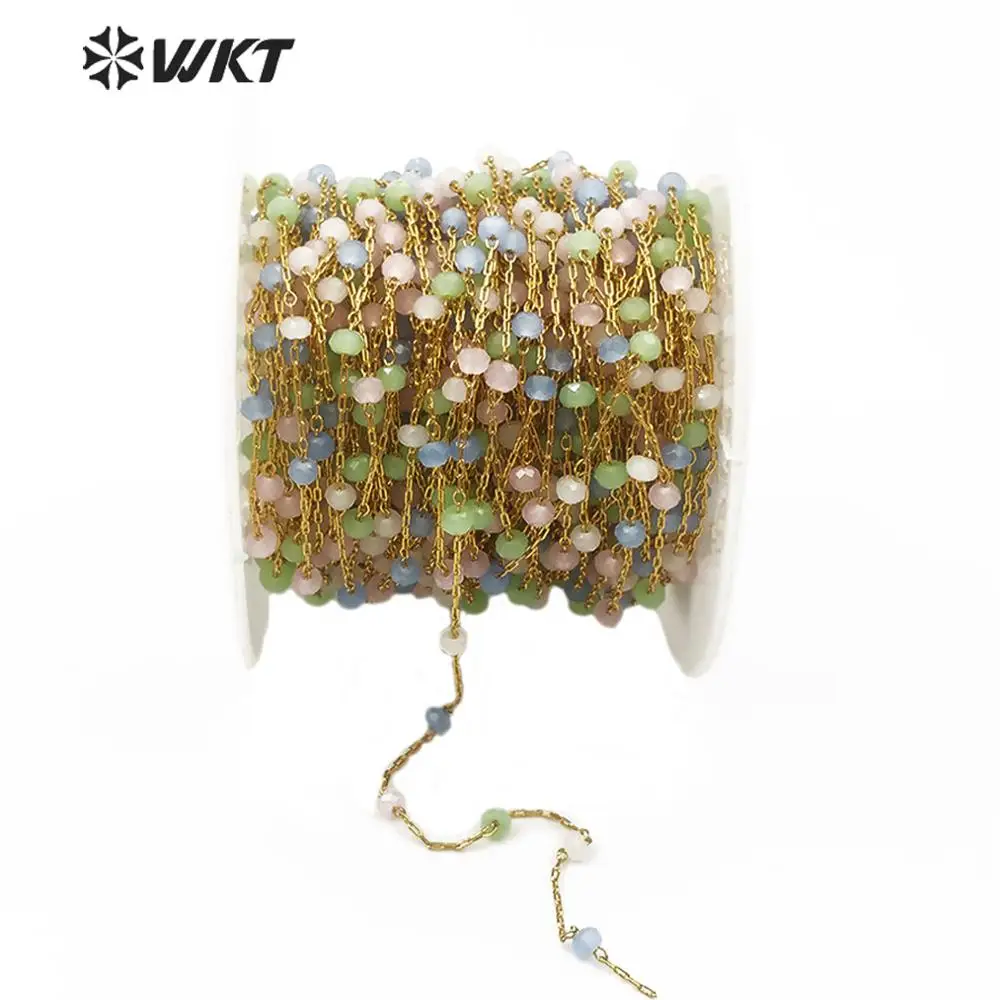 WT-RBC138, WKT, Новые многоцветные Кристальные бусины, цепочка, камень, четки, цепочка, золото, гальваническое покрытие, четки, цепочка для женщин, стильные ювелирные изделия