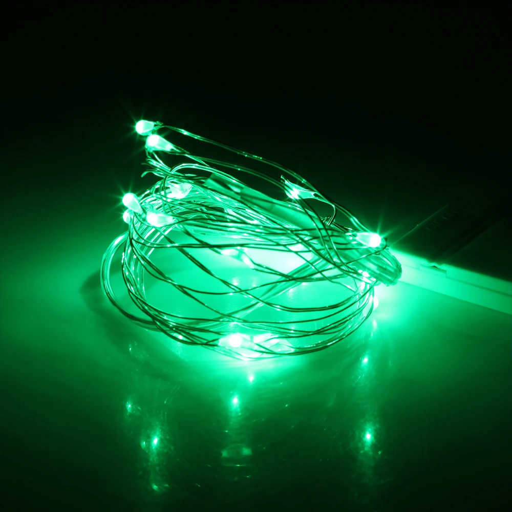 SXZM 2 метра светодиодное медное освещение струна на батарейках водонепроницаемый Сказочный струнный светильник украшение лампы для праздника свадьбы вечеринки - Emitting Color: Green