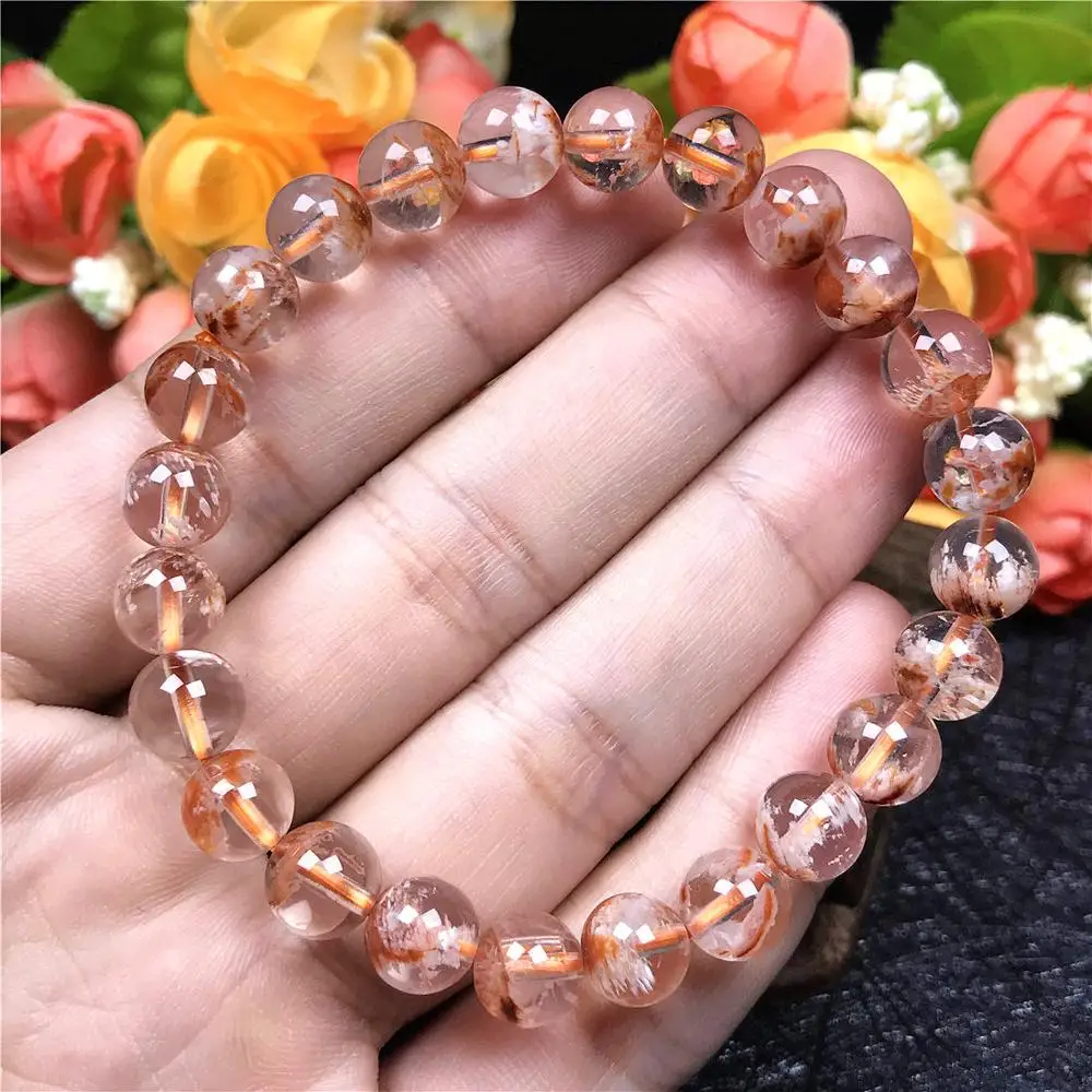 

8mm Top Natural Cherry Phantom Quartz Bracelet For Women Men Healing Gift Crystal Round Beads Strands Gemstone Jewelry AAAAA