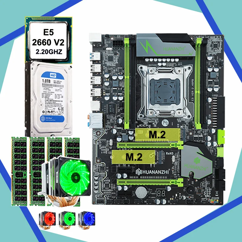 ^*Best Offers Discount motherboard with M.2 slot HUANAN ZHI X79 LGA2011 CPU Xeon E5 2660 V2 with cooler RAM 16G(4*4G) RECC 1TB 3.5' SATA HDD