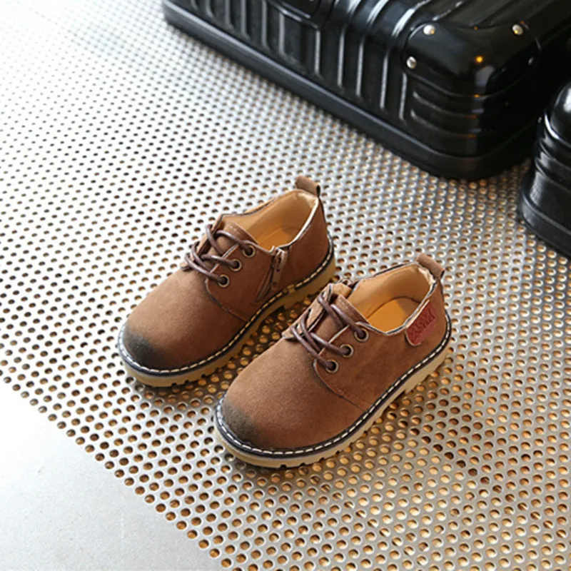 

New Spring Autumn Children Leather Shoes for Boys Girls Casual Shoes Kids Vintage Lace-up Casual Outdoor Shoes Baby Sneakers