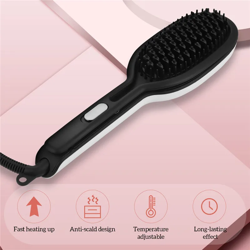 

Electric Hair Straightener Brush Temperature Control Hair Brush Iron Straightening Comb Ion Flat Iron Hair Curler Styling Tool