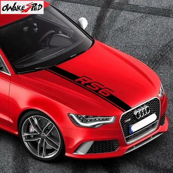 

Car Hood Sticker For-Audi RS6 RS7 Racing Sport Styling Bonnet Stripes Sticker Auto Engine Cover Vinyl Decal Exterior Accessories