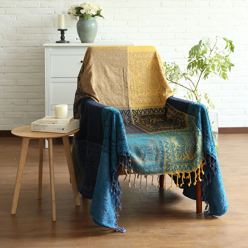 

Colorful Chenille Plaids Sofa Blanket Decorative Throws on Sofa/Bed Large Cobertor Blanket Throws Nordic Sofa Bed Living Room