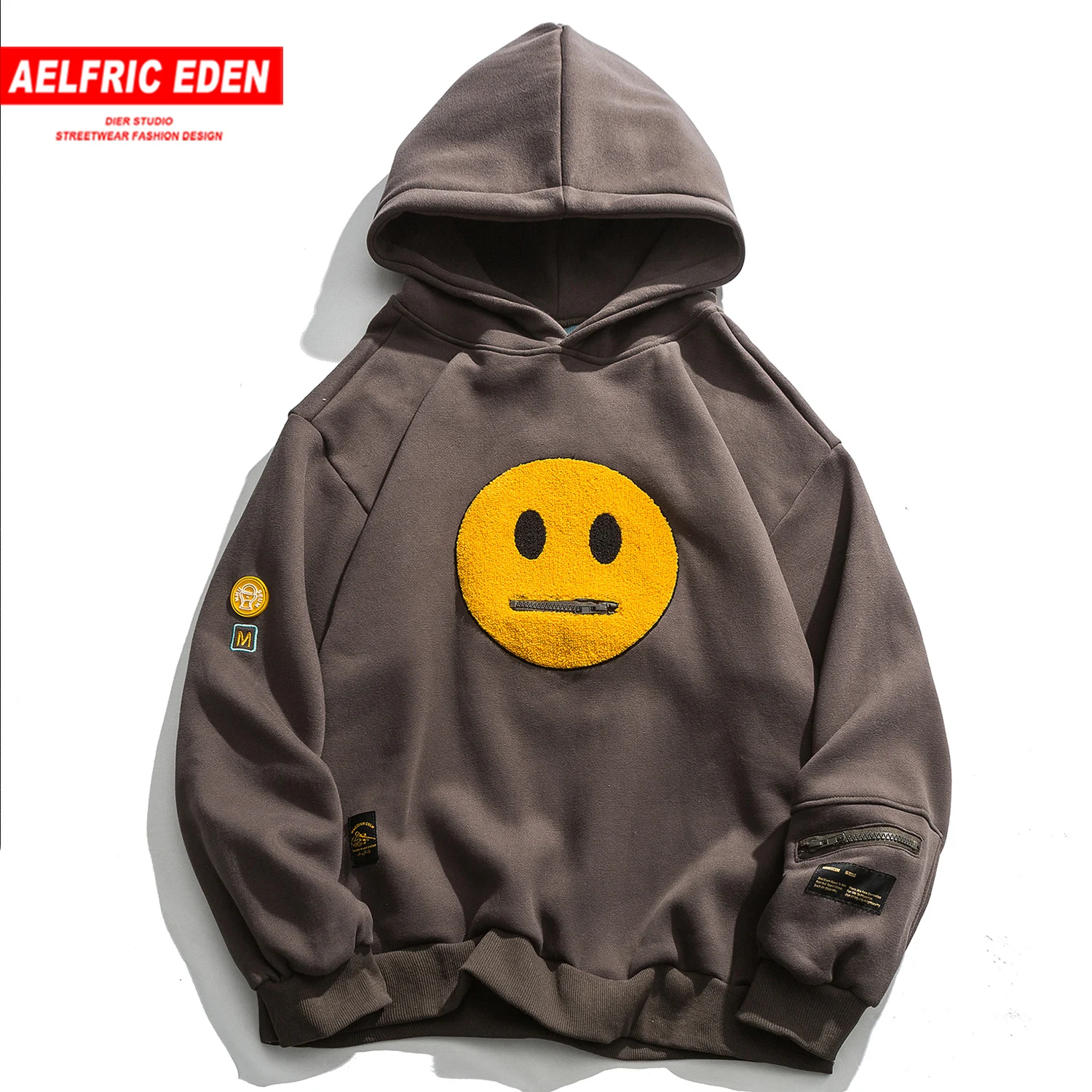 Aelfric Eden Smile Face Лоскутные флисовые толстовки с капюшоном Мужские 2019 Harajuku