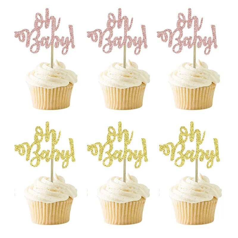 10pcs Glitter Paper Cupcake Toppers One Cake Topper 1st Birthday Cake Decorating oh Baby Girl Boy Baby Shower Party Supplies