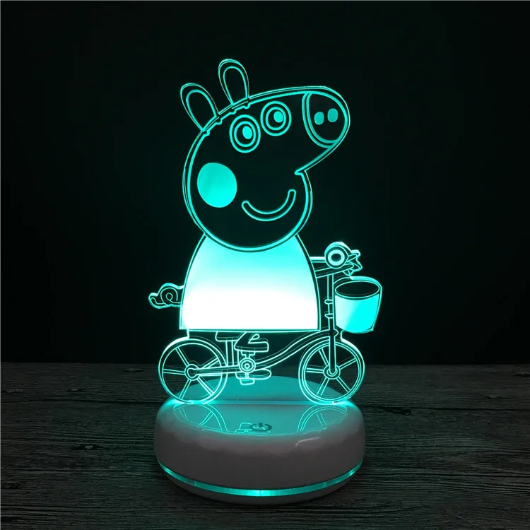 Свинка Пеппа Джордж 3D подсвечивающие лампы игрушки персонажи экшн-модель украшения осветительные игрушки Детская комната игрушки-украшения подарок