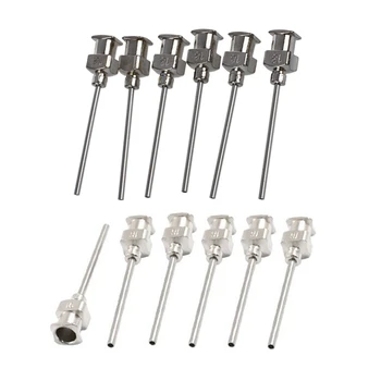 

12x Stainless Steel Luer Lock Dispensing Needle Tip, 18 Gauge, 0.57mm ID x 1.18mm OD, & 16 Gauge, 0.89mm ID x 1.4m OD