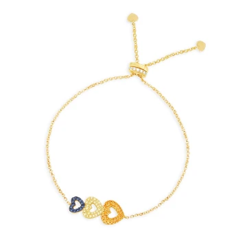 

Love Heart 925 Sterling Silver Charm Bracelet With Colorful Zircon Stone 18k Gold Plated Bracelet for Women Wedding Party