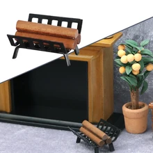 

1:12 Dollhouse Firewood Racks, Fireplace Log Holder, Storage Carrier of Wood, Black, Foldable, Fire Pit Stove Decorative Holders