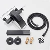 Matte Black Bathroom Bathtub Faucet Waterfall Faucet With Hand Shower Hot and Cold Water Mixer Taps Wall-mounted Bathtub Faucet 6