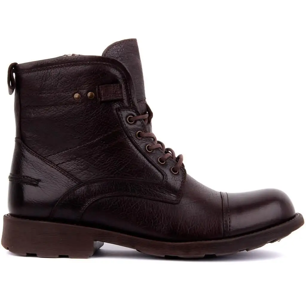 

Sail Lakers-Brown Leather Zipper Male Boots