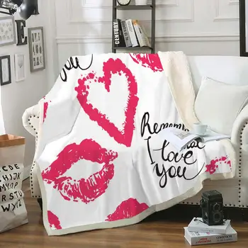 

Valentine's Day Sherpa Flannel Fleece Reversible Blanket Love Throw Blanket Couple Bed Blanket Valentine's Day Gift for Wife