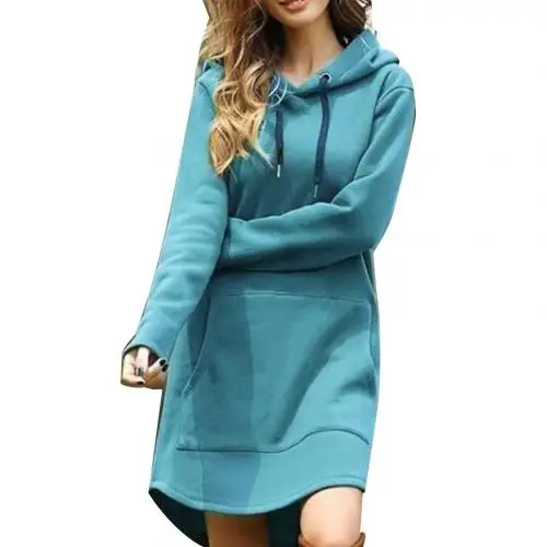 Fashion Women Hoodie Dress Casual Long 