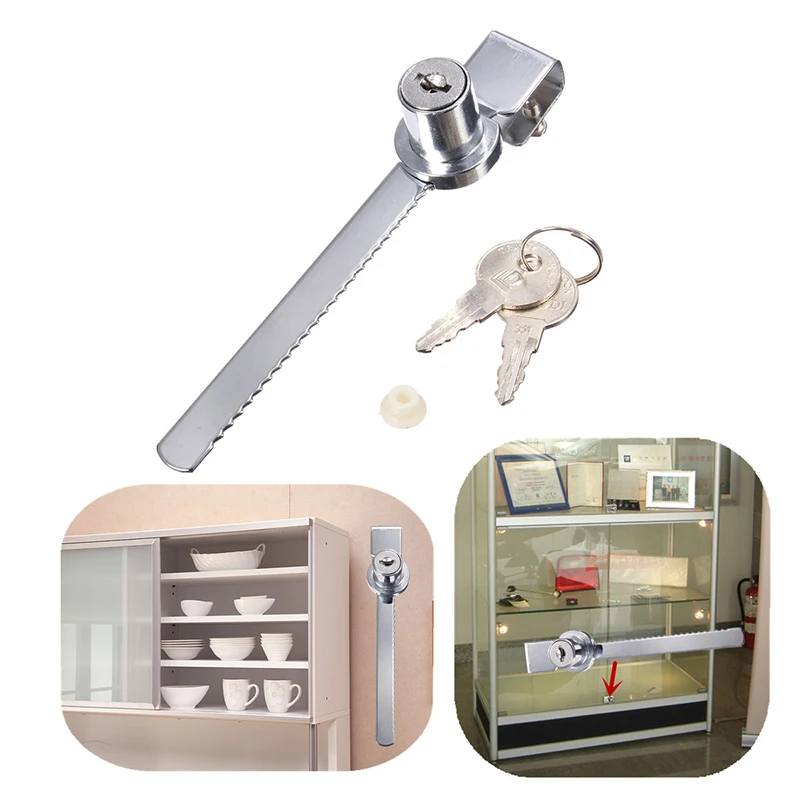 2 Keys+Keyed Alike Display Case Showcase Lock Sliding Glass Cabinet Door Lock