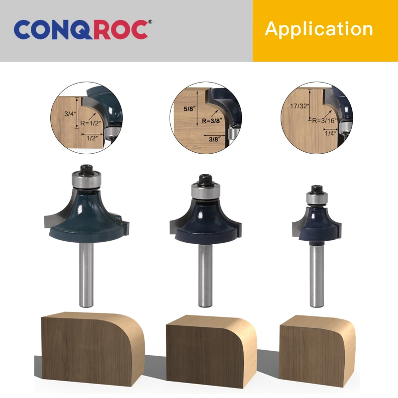 Набор фрез комплект из 3 твердосплавных насадок с шарикоподшипником для резки