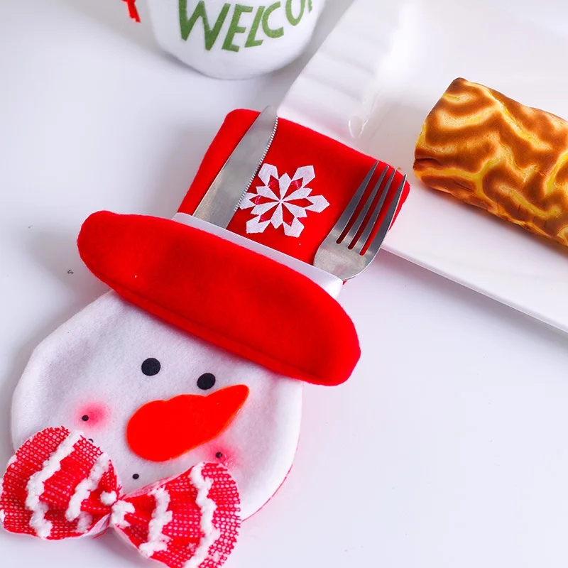 Рождественский набор ножей, вилок, столовых приборов, юбка, штаны, носки, Navidad Natal, рождественские украшения для дома, Рождество, год - Цвет: cartoon snowman