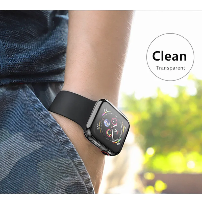 Чехол для Apple watch чехол 44 мм 40 iWatch 42 38 бампер из ТПУ Защита экрана Watch серии 6 5 4 3 SE