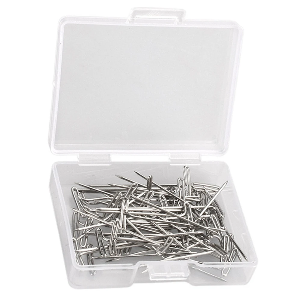50 Pieces Steel T-pins 1.2 inch for Blocking Knitting, Modelling and Crafts Wig Making Pins Needles Set T-pins Hair Needles tool