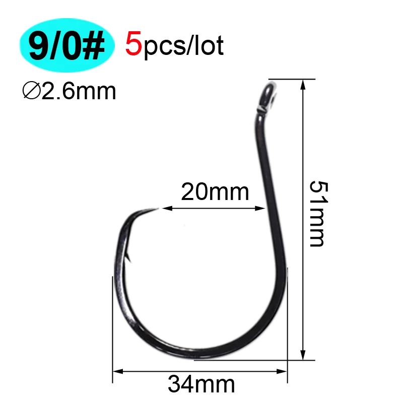 5pcs 9I0 ICERIO 5 шт. рыболовный крючок с заусенцем Осьминог Catfish Snapper круг соленой воды крюк высокоуглеродистой стали Офсетные Крючки 1#~ 9/0# рыболовные снасти - Цвет: 5pcs 9I0