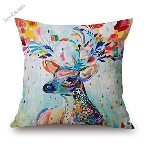Watercolor Painting Animals Throw Pillow Case Personalized Cushion Cover Home Office Decorative Deer Square Pillowcase | Дом и сад