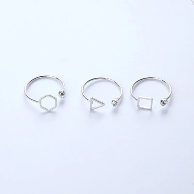 

South Korea contracted geometric polygon triangle square openings ring tail ring factory direct sale