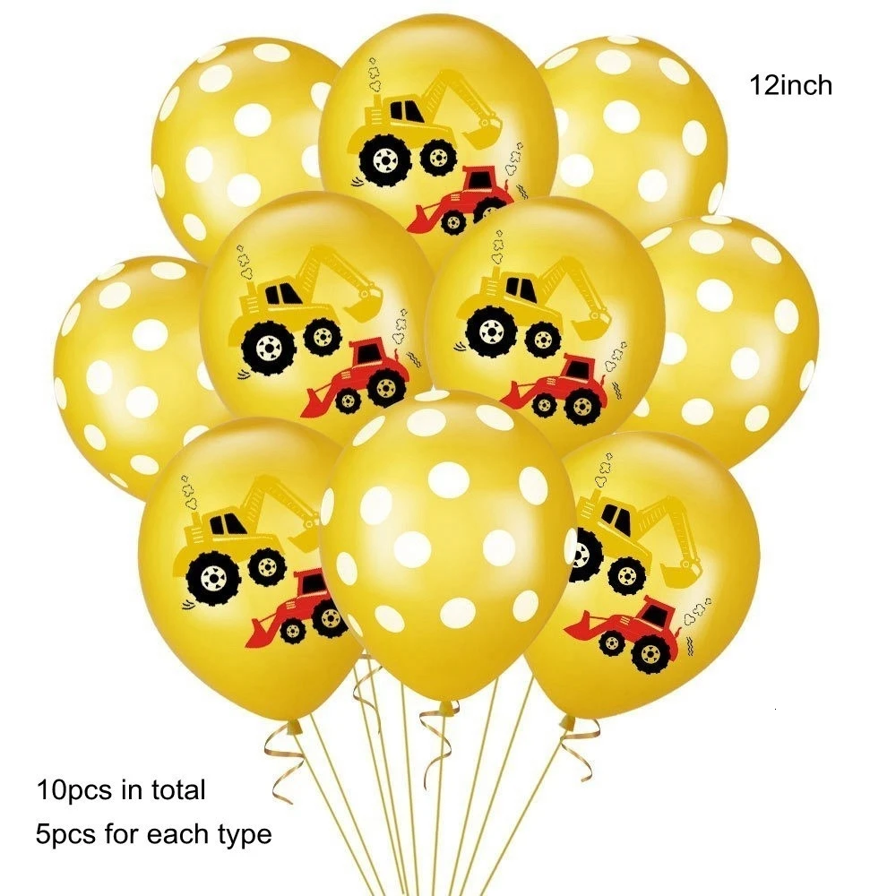 10pcs gold 1 комплект строительный трактор надувные воздушные шары экскаватор шары грузовик автомобиль Беби Шауэр детский день рожденья для мальчиков поставки - Цвет: 10pcs gold