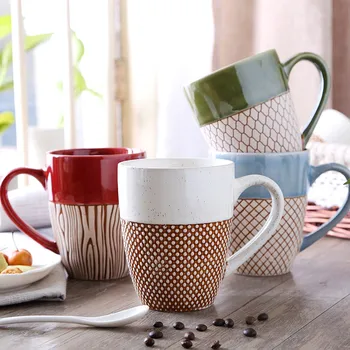 

1Pcs New 410ml Nordic Style Ceramic Mugs Unique Design Coffee Mug Water Cup Milk Juice Office Use
