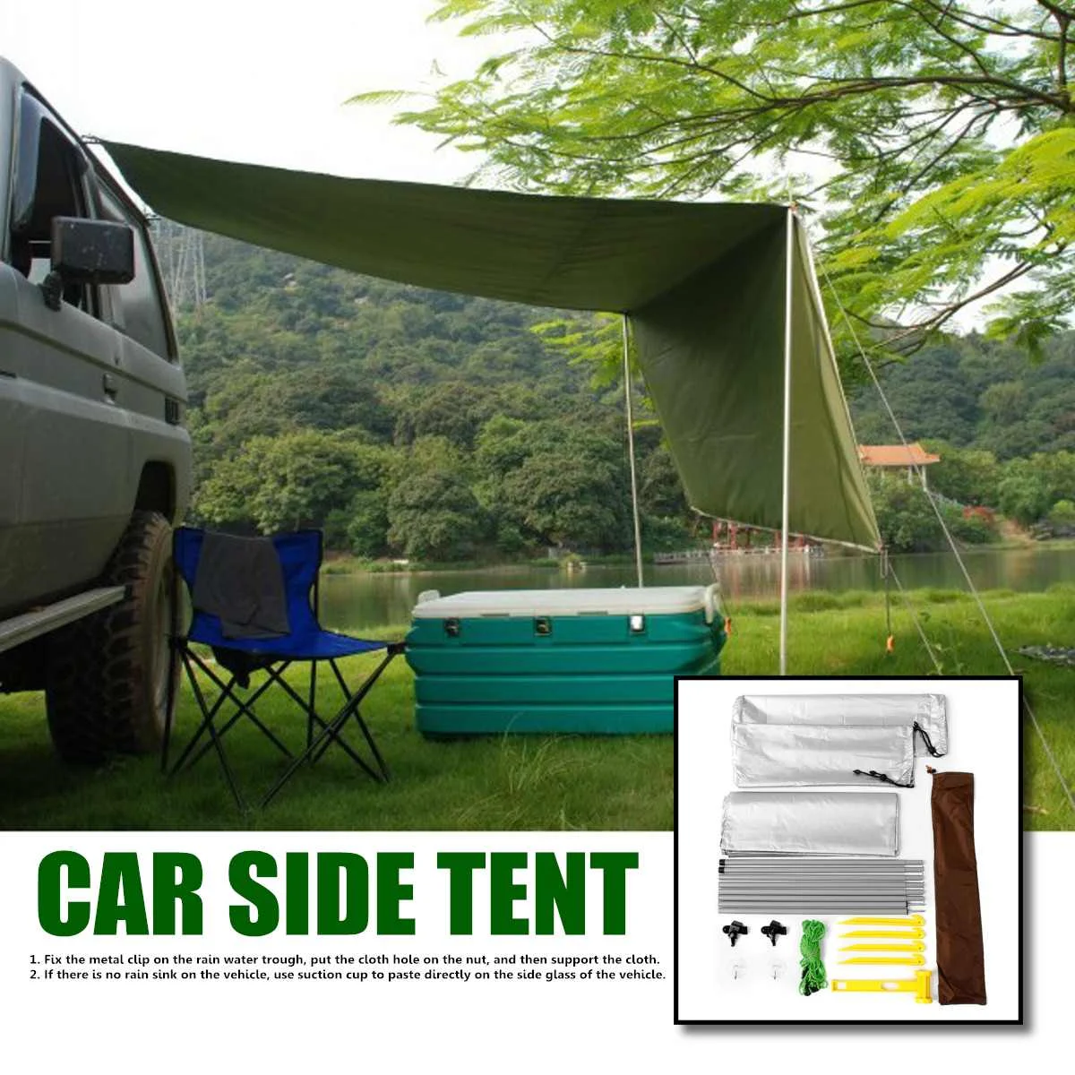 

1.4m x 2m Car Side Awning Rooftop Tent Sun Shelter Shade SUV Camping Canopy Outdoor Travel Hiking Tents Kit Portable Awnings