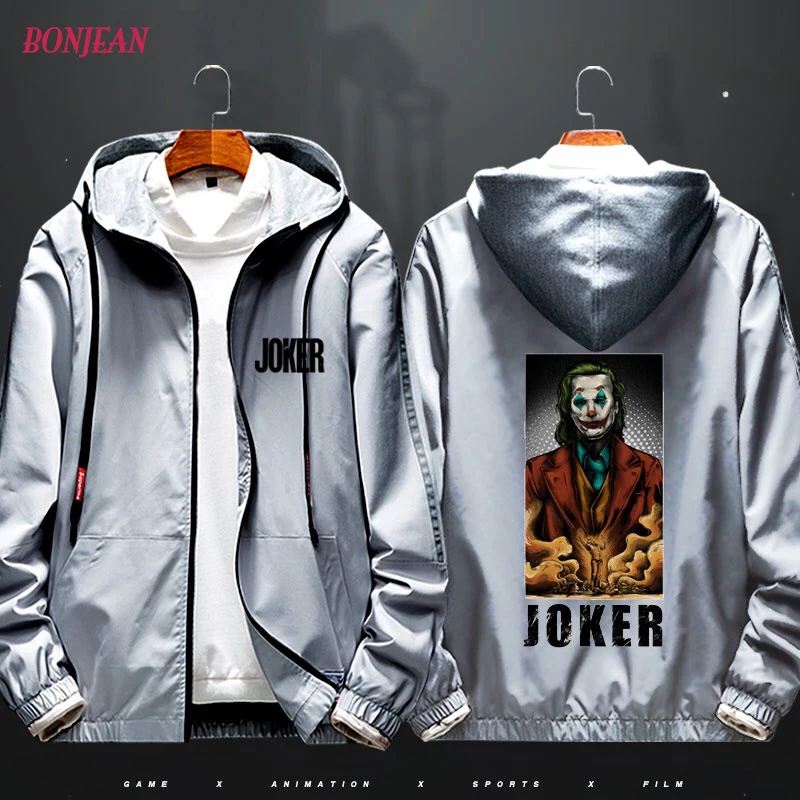 4XL DC Джокер Joaquin Phoenix куртки для мужчин и женщин пара Забавный Джокер ветровка ветрозащитная куртка с капюшоном и карманами