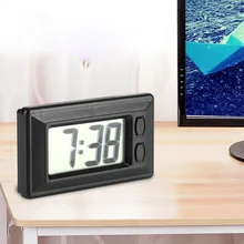 Digital LCD Home Office Table Car Dashboard Desk Date Time Calendar Small Clock Black Interior Parts Car Decoration Accessories
