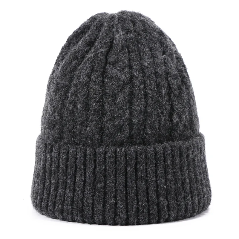 Вязаная Шерстяная Шапка Skullies Beanies для мужчин и женщин Зимняя безопасная шапка Толстая теплая хлопковая шапка Уличная Повседневная однотонная Кепка в стиле унисекс - Color: G