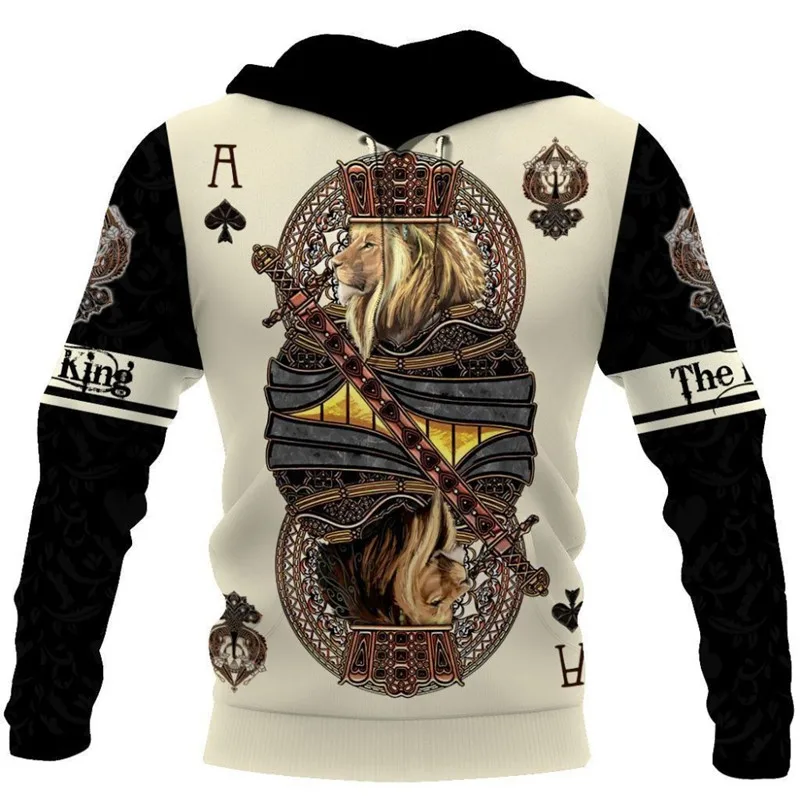 

New King Ace Spade Lion Poker 3D printed sweatshirt for men and women Harajuku casual zipper hoodie fashion hoodie