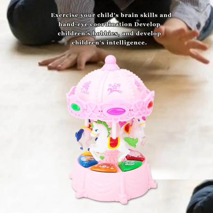 Merry-go-round music boxes Geometric Music baby room decoration Gifts Unisex Wooden Christmas Horse Carousel Box home decor