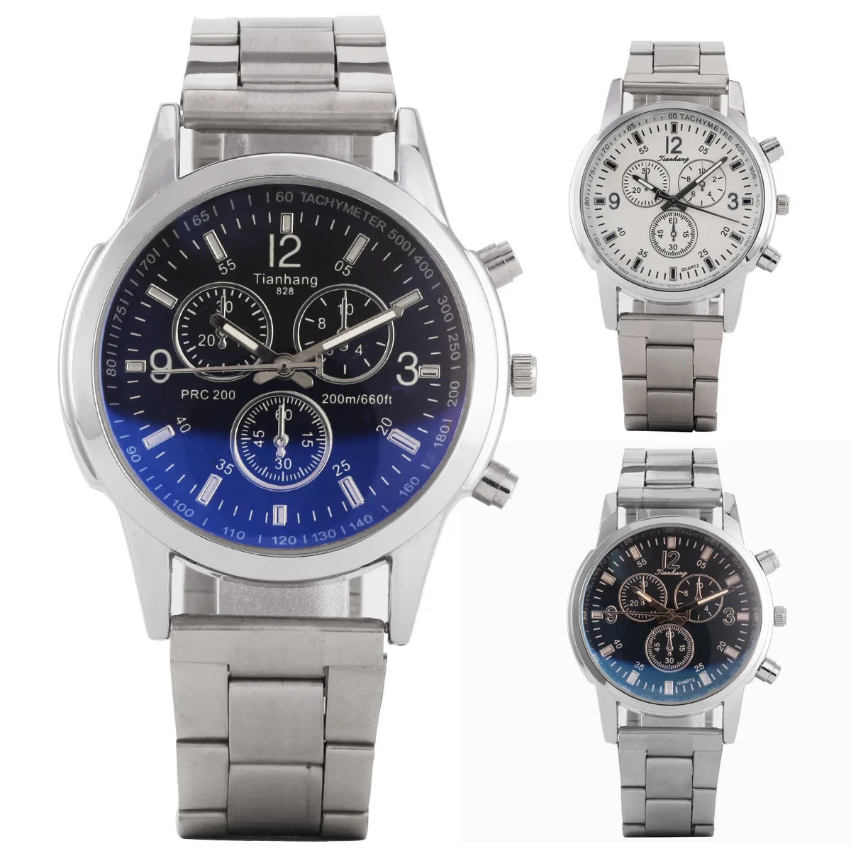 

Tianhang Fake Three-Eyed Six-pin Within Dribbling Measuring Steel Belt Quartz Watch