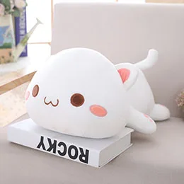 Мягкими кошки мягкие игрушки стильная футболка с изображением персонажей видеоигр Серый Белый лежа с закрытыми глазами, с открытым носком, рисунок с котом для детей AppeasingToy друг подарок 35/50/65 см - Цвет: White eyes open