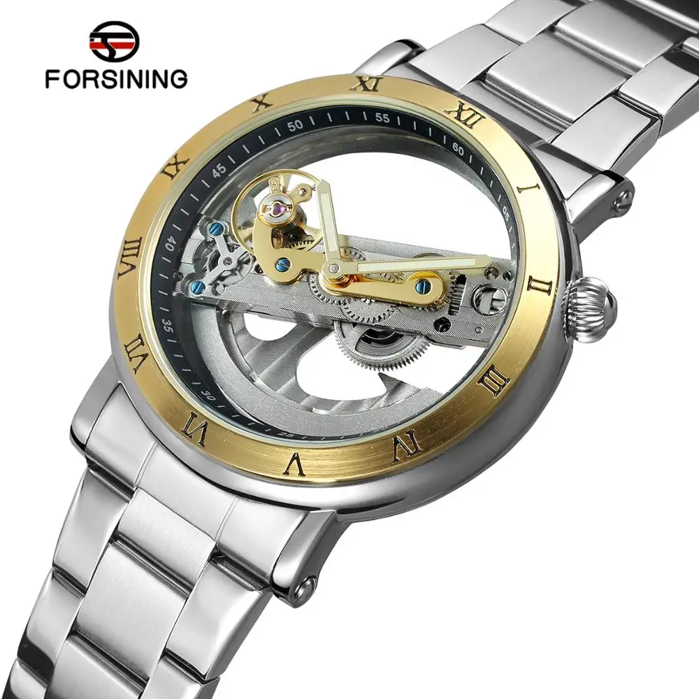 Forsining Luxury Automatic Steel Transparent Hollow Mens